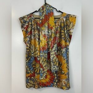 NWT Monique Leshman 100% Silk Colorful Sequin Peacock Belted Mini Dress Large